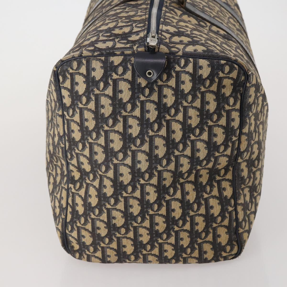 Christian Dior Trotter Canvas Boston Bag Navy Silver Auth BA15099
