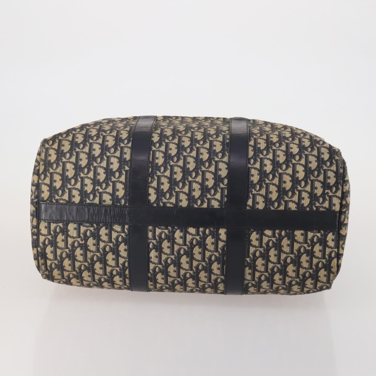 Christian Dior Trotter Canvas Boston Bag Navy Silver Auth BA15099