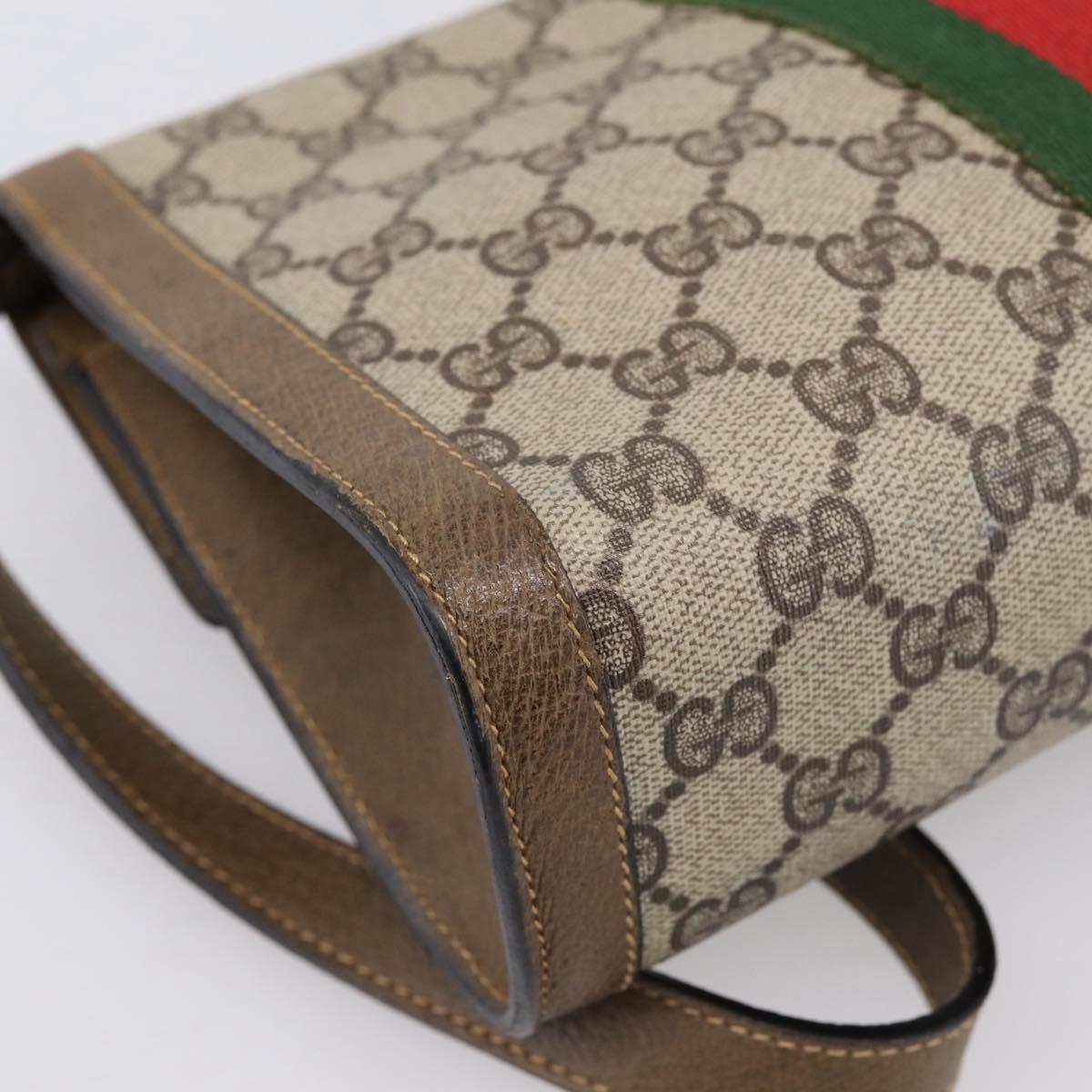GUCCI GG Supreme Web Sherry Line Bag PVC Beige Gold 495 02 04 Auth BA15100