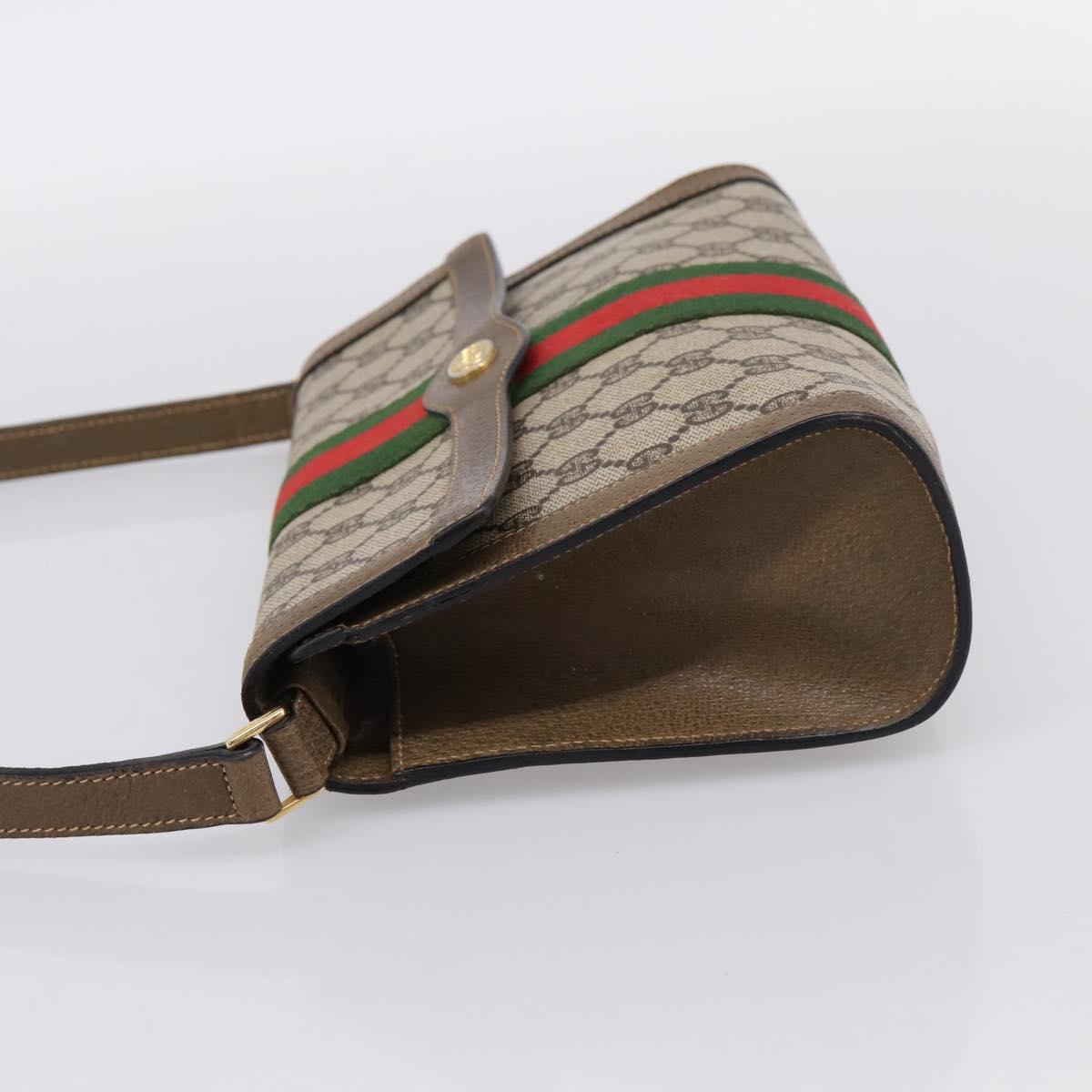 GUCCI GG Supreme Web Sherry Line Bag PVC Beige Gold 495 02 04 Auth BA15100