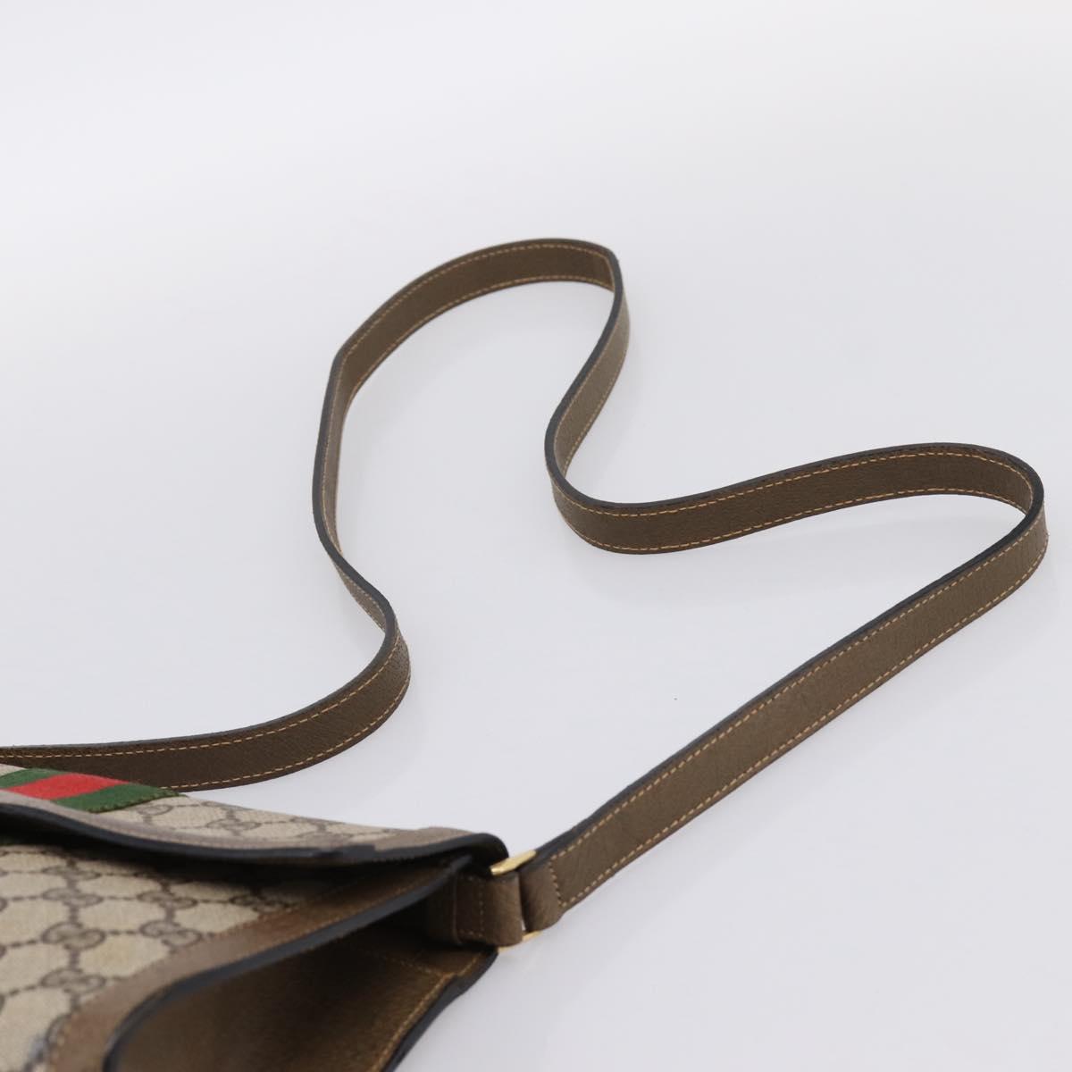 GUCCI GG Supreme Web Sherry Line Bag PVC Beige Gold 495 02 04 Auth BA15100