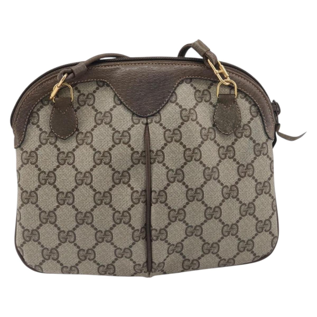 GUCCI GG Supreme Web Sherry Line Bag PVC Beige Gold 98 02 047 Auth BA15101