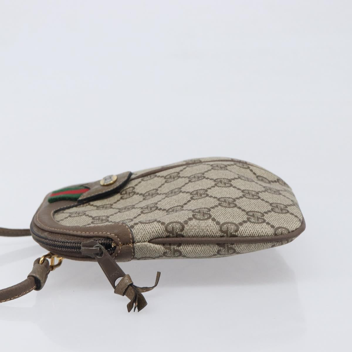 GUCCI GG Supreme Web Sherry Line Bag PVC Beige Gold 98 02 047 Auth BA15101