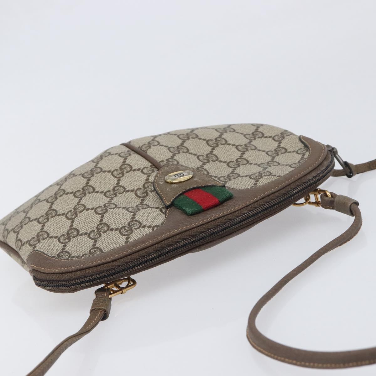 GUCCI GG Supreme Web Sherry Line Bag PVC Beige Gold 98 02 047 Auth BA15101