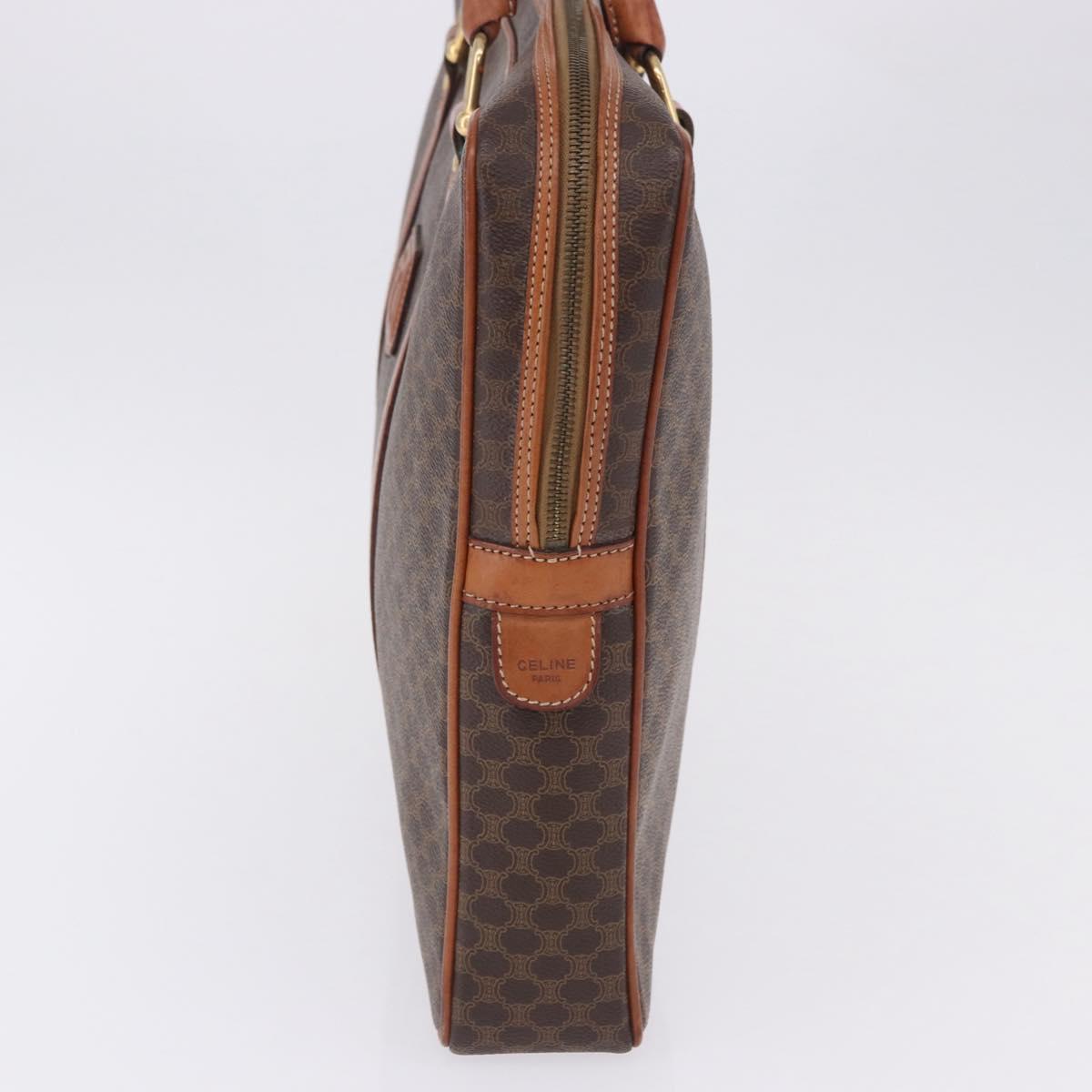 CELINE Macadam Canvas Business Bag PVC Leather Brown Gold Auth BA15102
