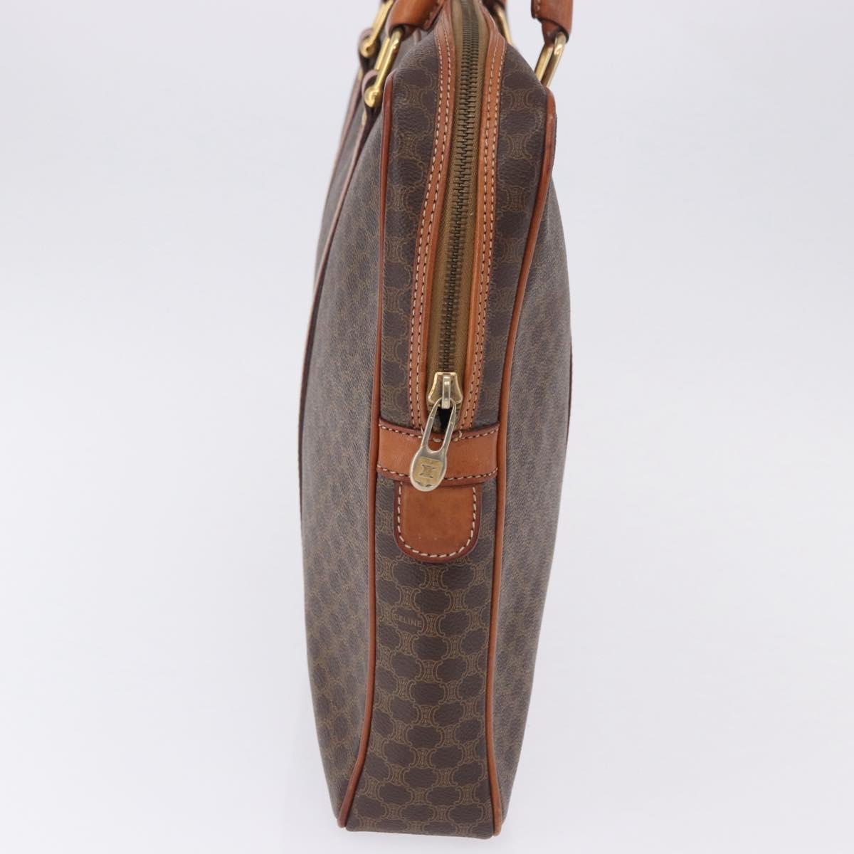 CELINE Macadam Canvas Business Bag PVC Leather Brown Gold Auth BA15102