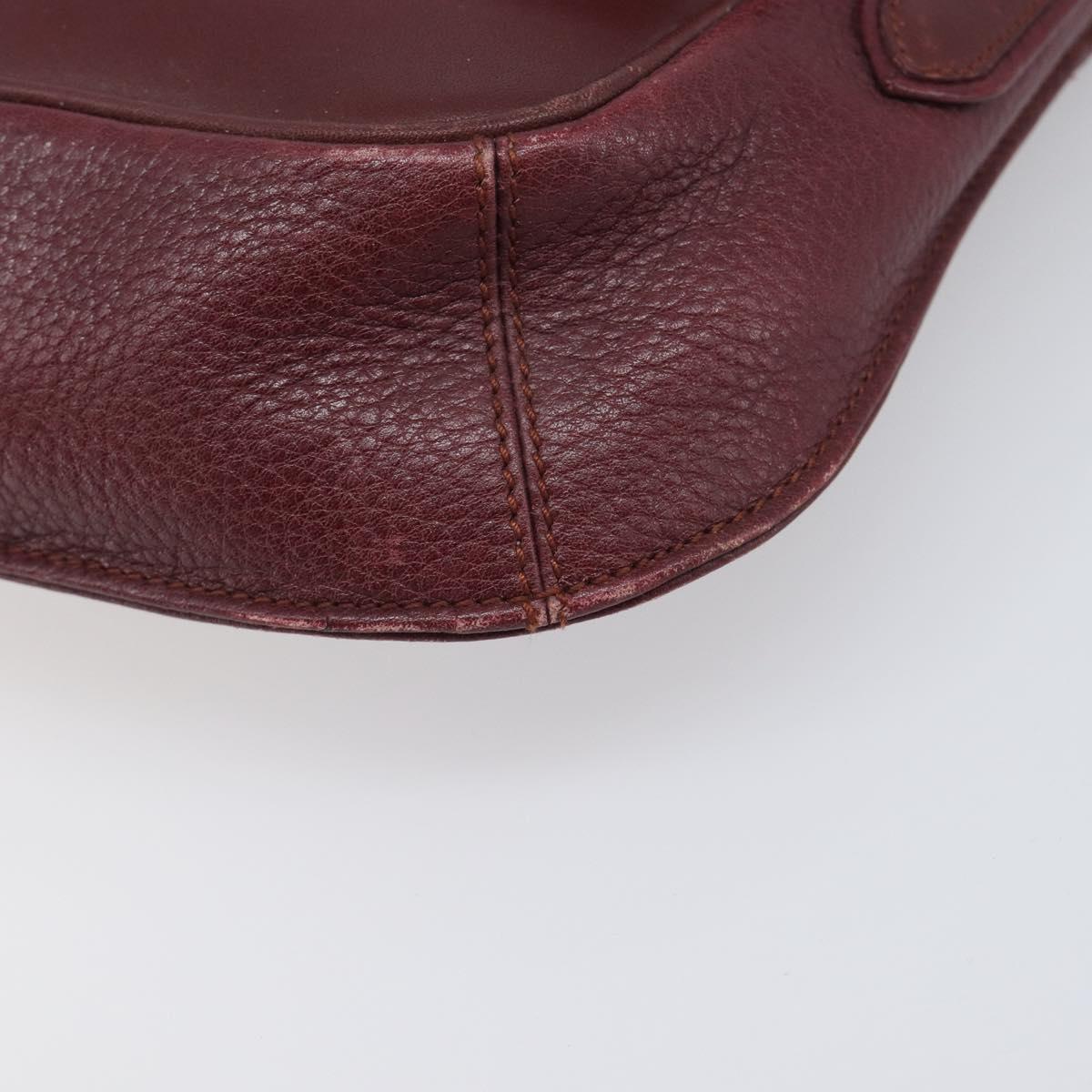 CARTIER Must Line Shoulder Bag Leather Bordeaux Gold Auth BA15103
