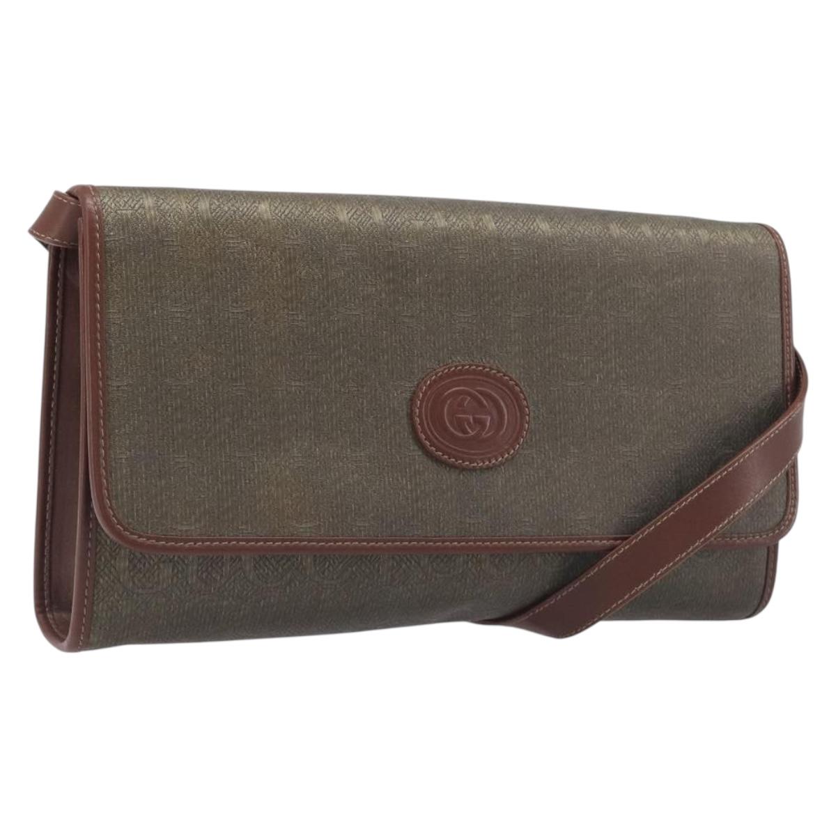 GUCCI Shoulder Bag Canvas Khaki Gold 004 084 0289 Auth BA15104