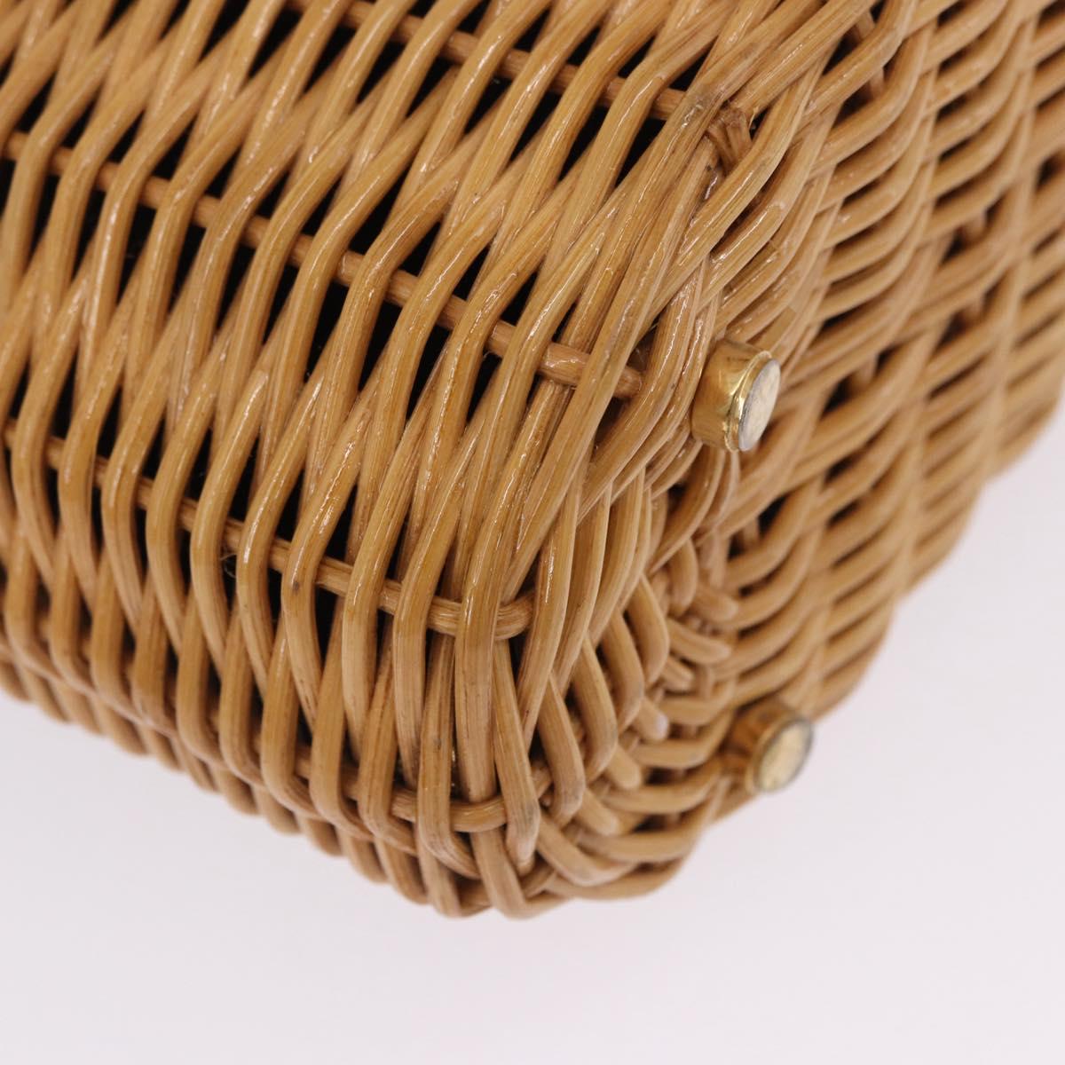 Salvatore Ferragamo Gancini Hand Bag Raffia Beige Gold Auth BA15106V