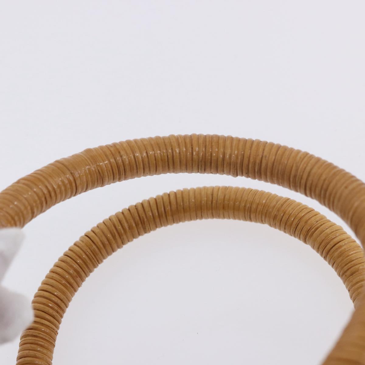 Salvatore Ferragamo Gancini Hand Bag Raffia Beige Gold Auth BA15106V