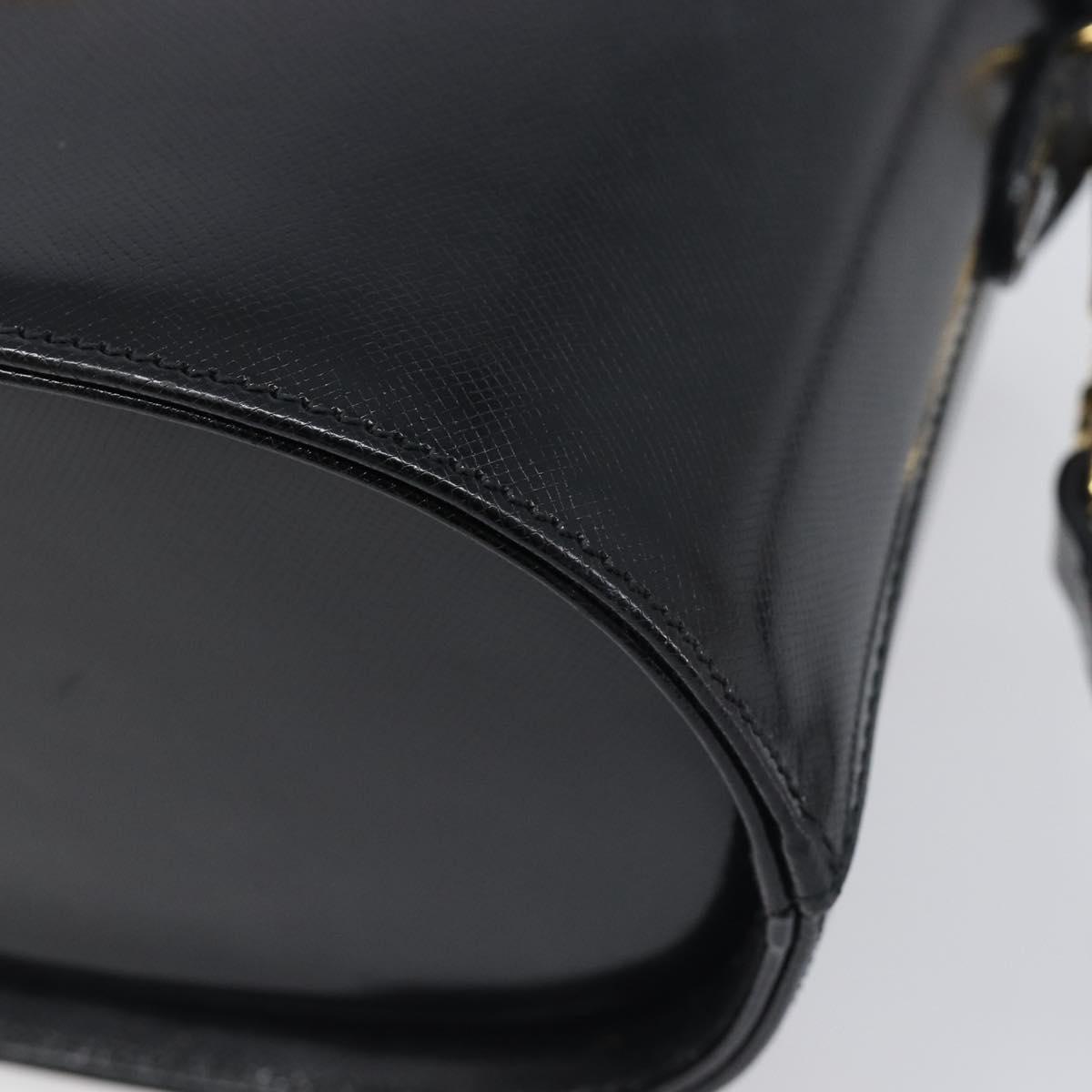 VERSACE Hand Bag Leather 2way Black Gold Auth BA15107A