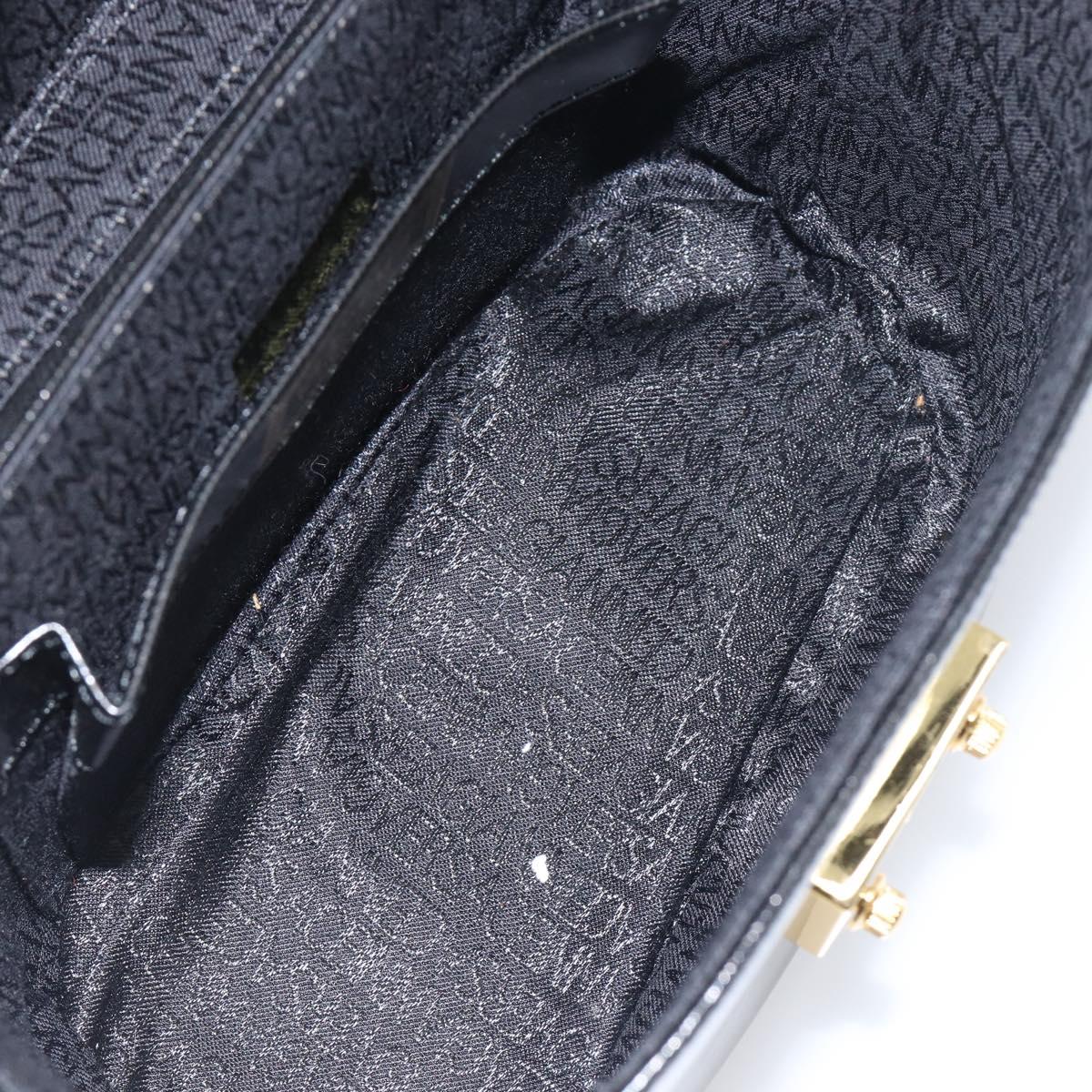 VERSACE Hand Bag Leather 2way Black Gold Auth BA15107A