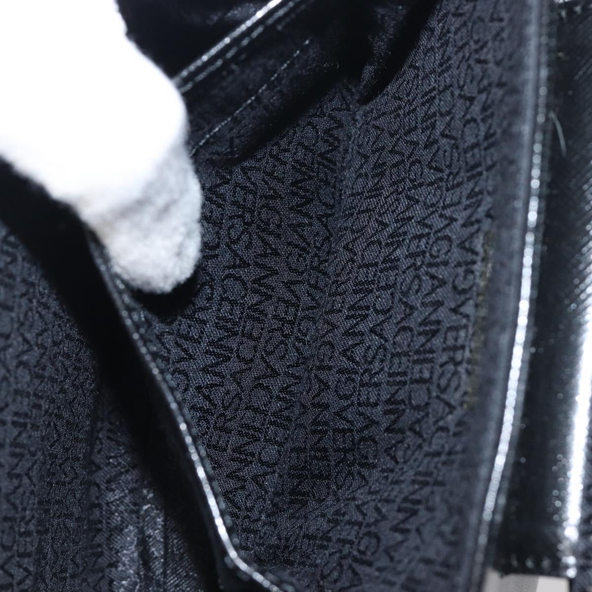 VERSACE Hand Bag Leather 2way Black Gold Auth BA15107A