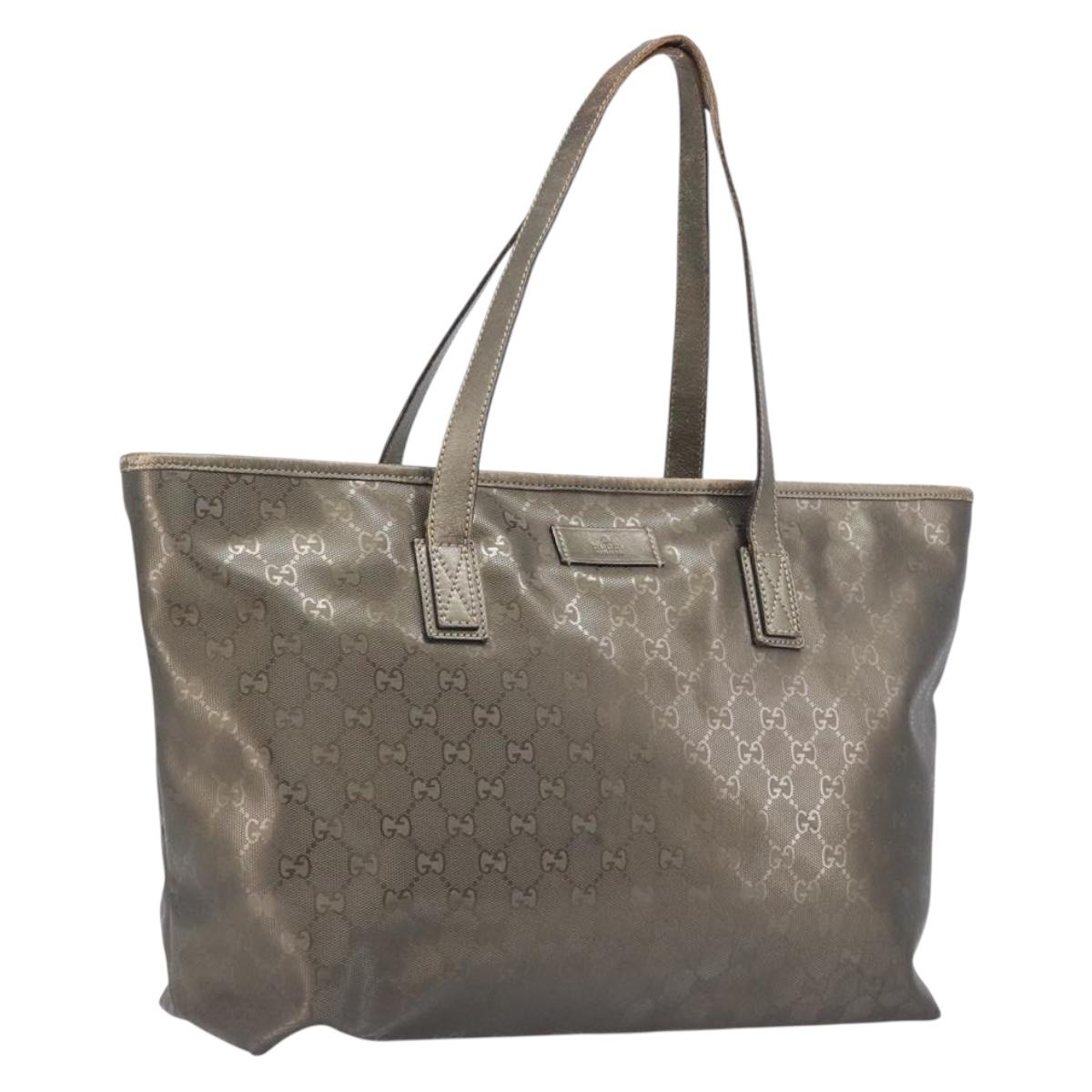 GUCCI GG Implementation Tote Bag PVC Gold Silver 211137 Auth BA15109