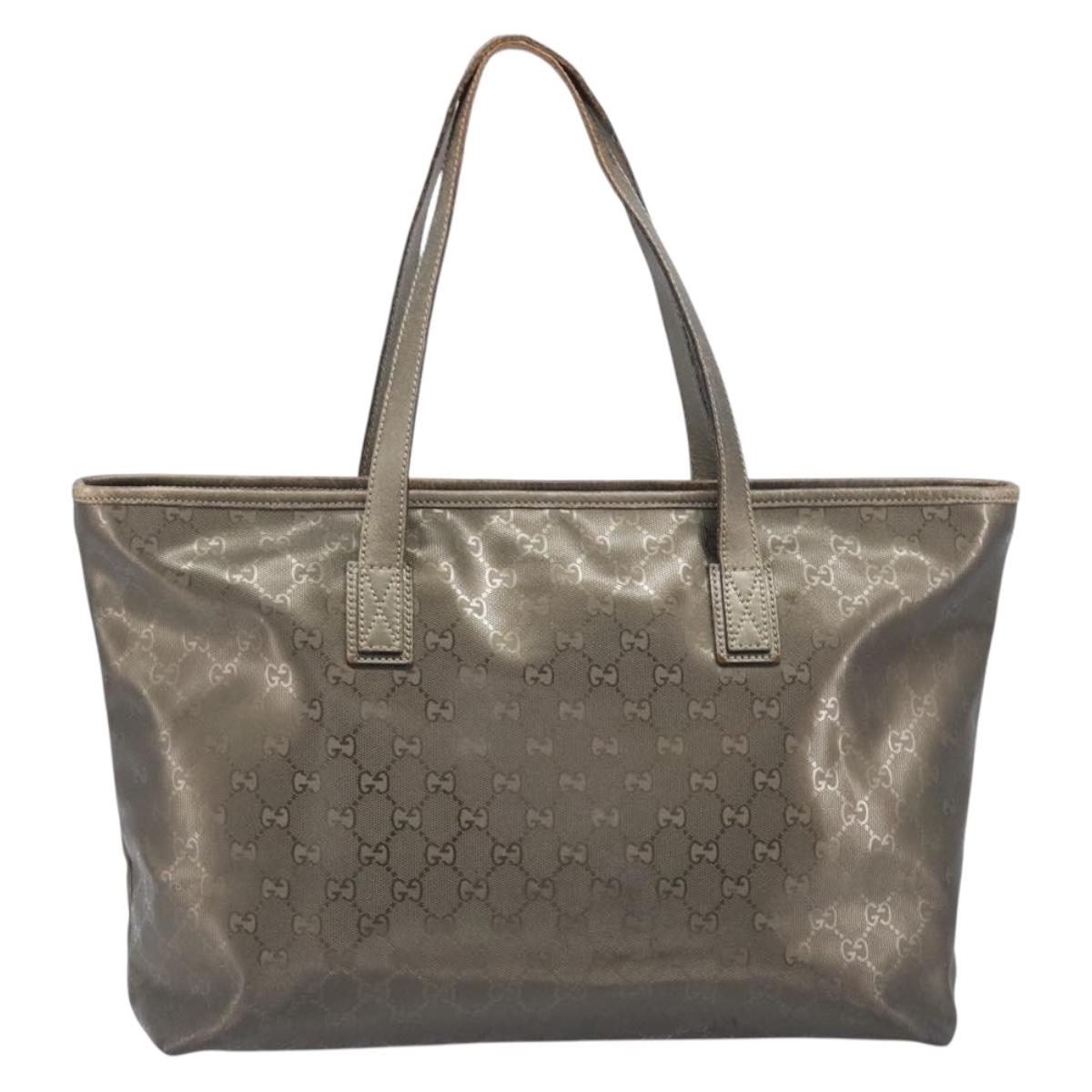 GUCCI GG Implementation Tote Bag PVC Gold Silver 211137 Auth BA15109