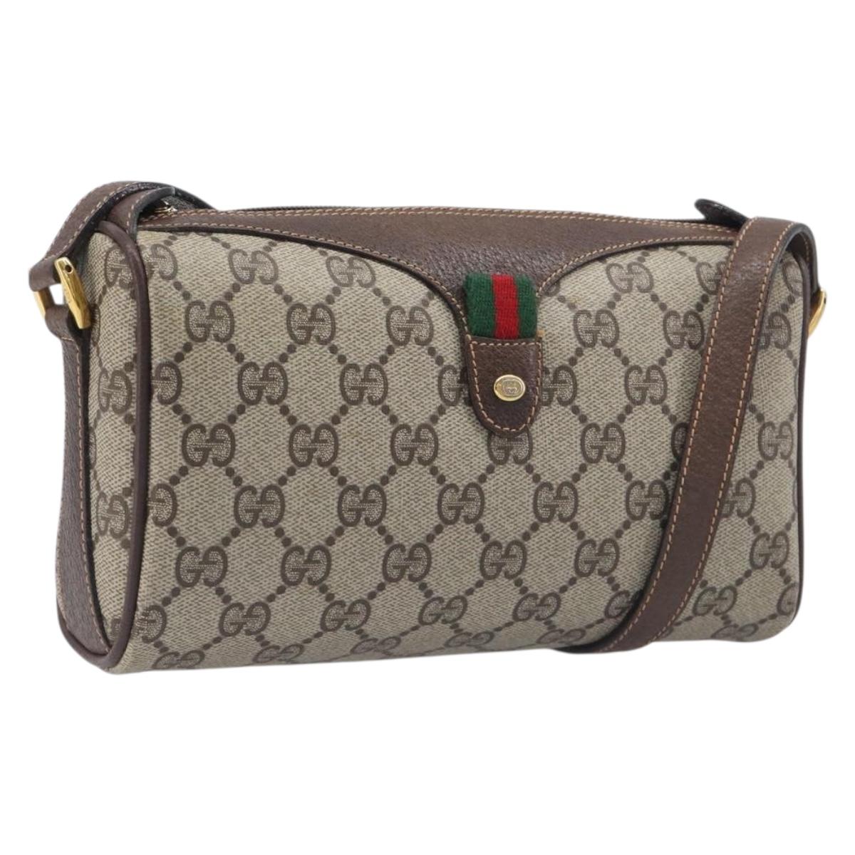 GUCCI GG Supreme Shoulder Bag PVC Beige Gold 89 02 018 Auth BA15113A