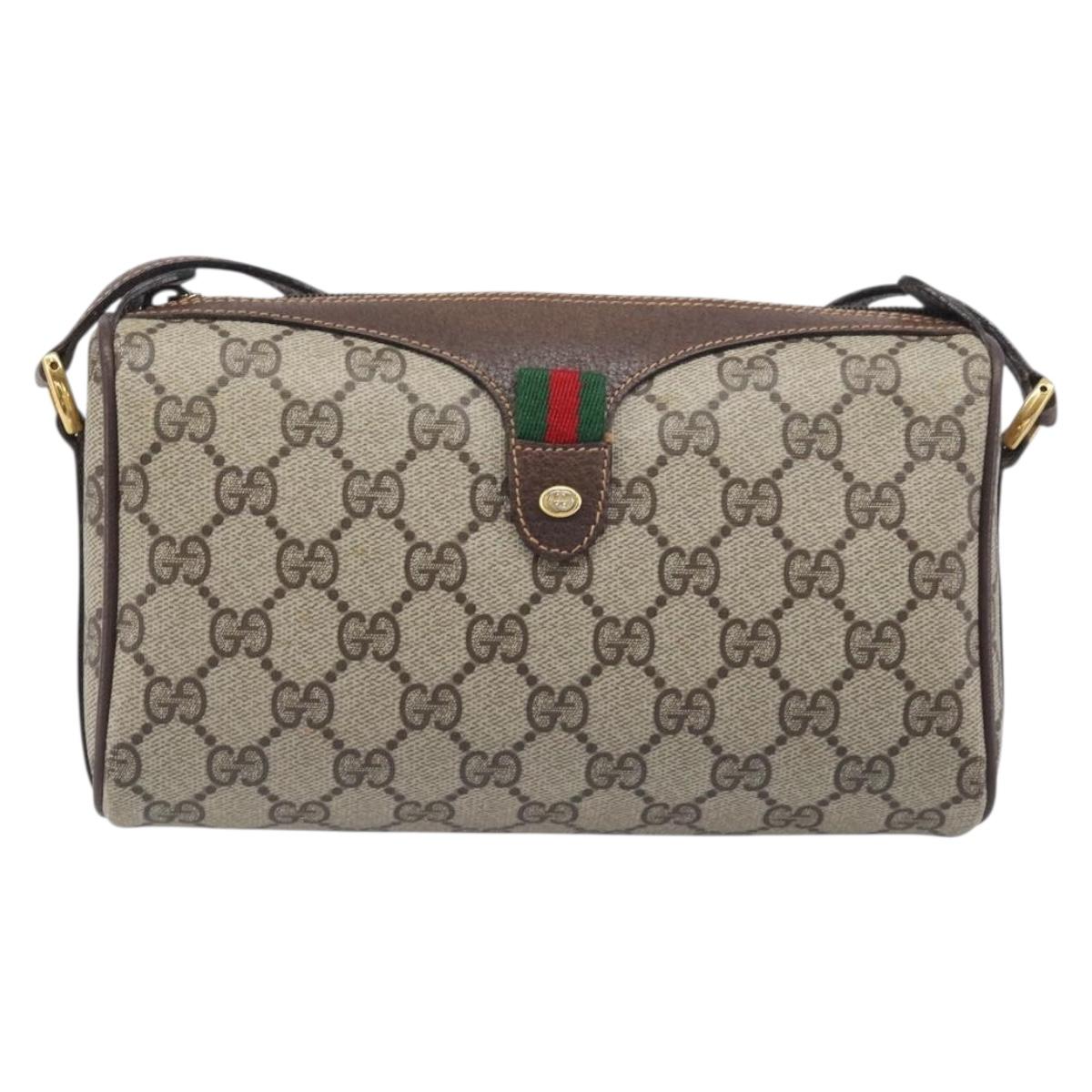 GUCCI GG Supreme Shoulder Bag PVC Beige Gold 89 02 018 Auth BA15113A