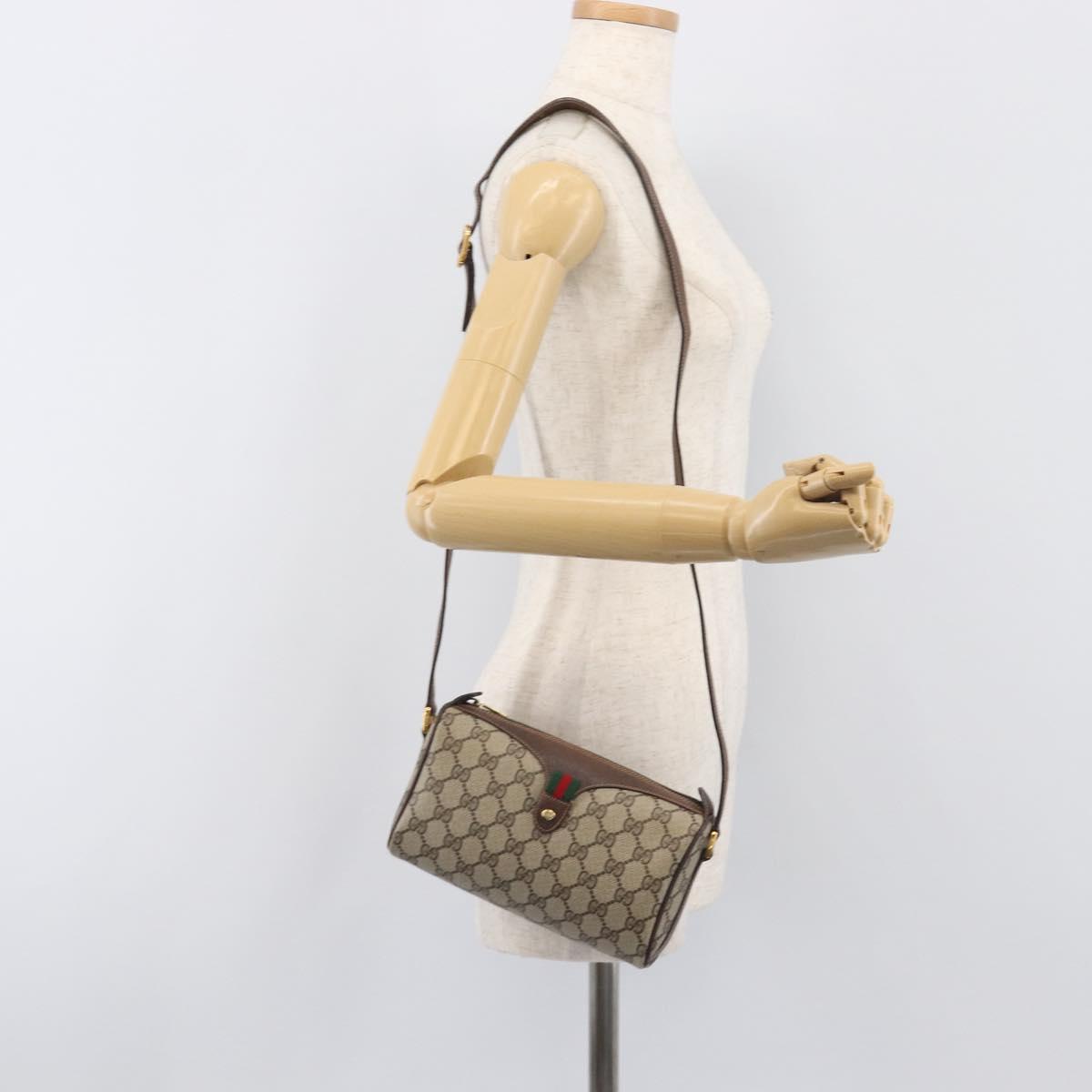 GUCCI GG Supreme Shoulder Bag PVC Beige Gold 89 02 018 Auth BA15113A