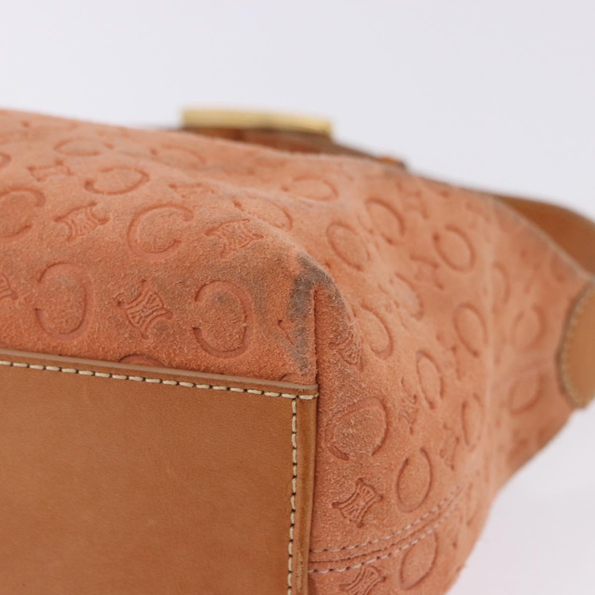 CELINE C Macadam Canvas Shoulder Bag Suede Orange Gold Auth BA15118