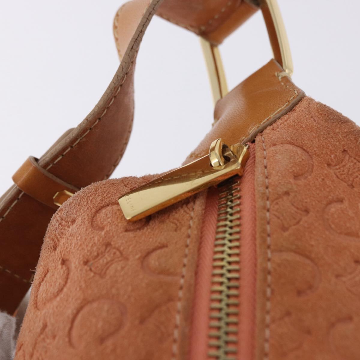 CELINE C Macadam Canvas Shoulder Bag Suede Orange Gold Auth BA15118