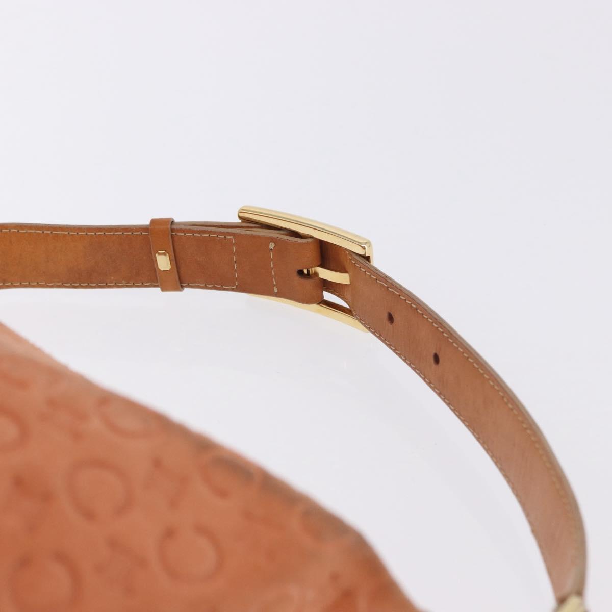CELINE C Macadam Canvas Shoulder Bag Suede Orange Gold Auth BA15118