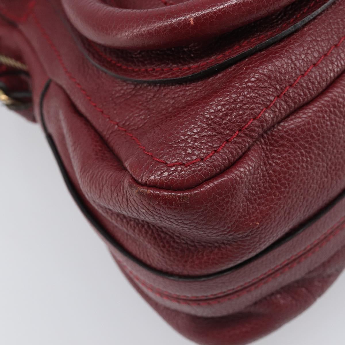 Chloe Paraty Hand Bag Leather 2way Bordeaux Gold Auth BA15119