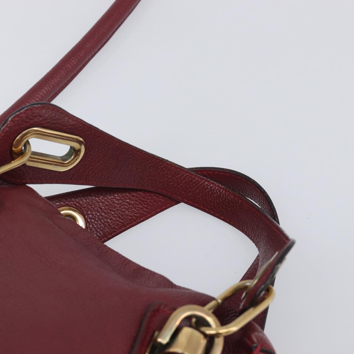 Chloe Paraty Hand Bag Leather 2way Bordeaux Gold Auth BA15119