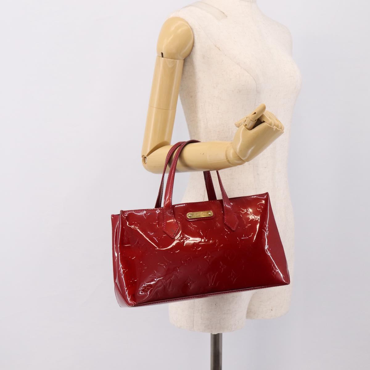 LOUIS VUITTON Monogram Vernis Wilshire PM Bag Pomme D'amour M93642 Auth BA15121