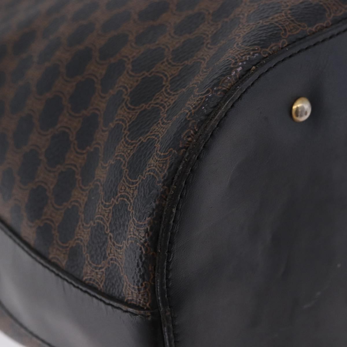 CELINE Macadam Canvas Tote Bag PVC Leather Black Gold Auth BA15122