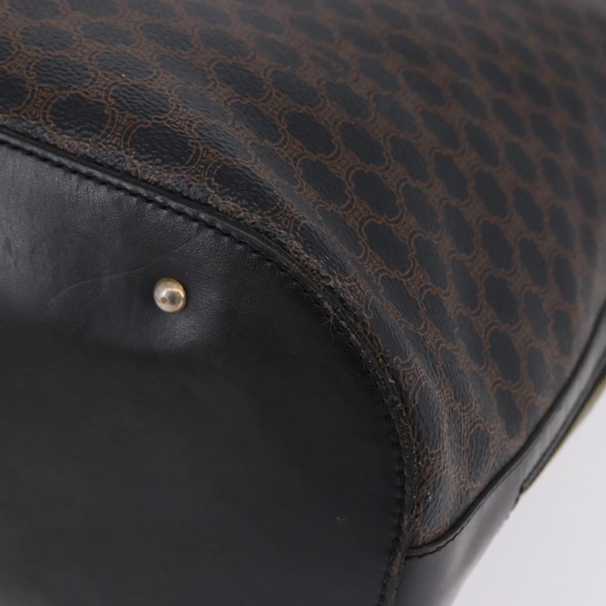 CELINE Macadam Canvas Tote Bag PVC Leather Black Gold Auth BA15122