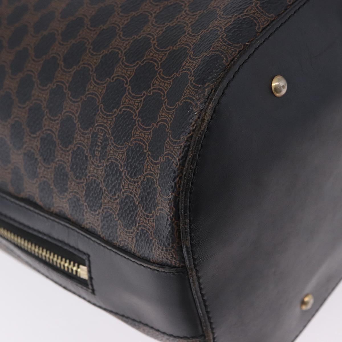 CELINE Macadam Canvas Tote Bag PVC Leather Black Gold Auth BA15122