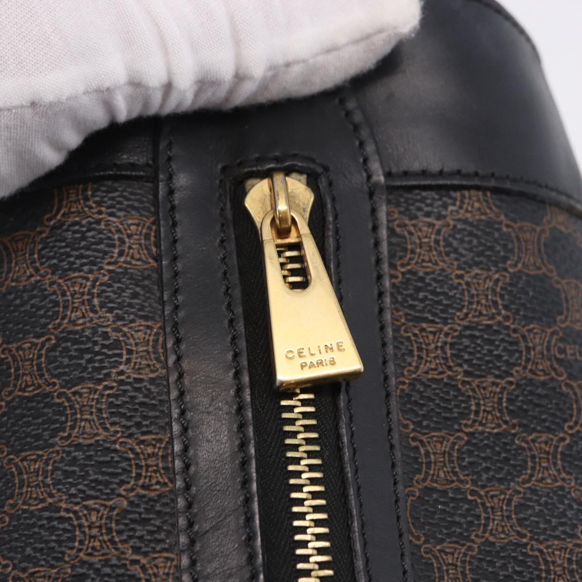 CELINE Macadam Canvas Tote Bag PVC Leather Black Gold Auth BA15122