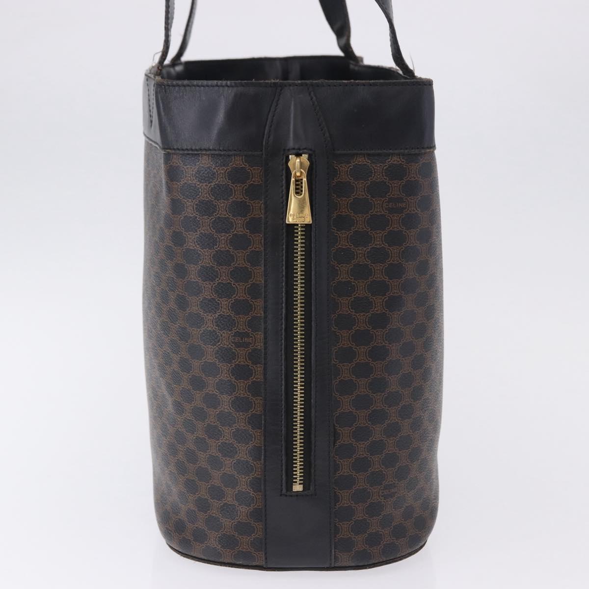 CELINE Macadam Canvas Tote Bag PVC Leather Black Gold Auth BA15122
