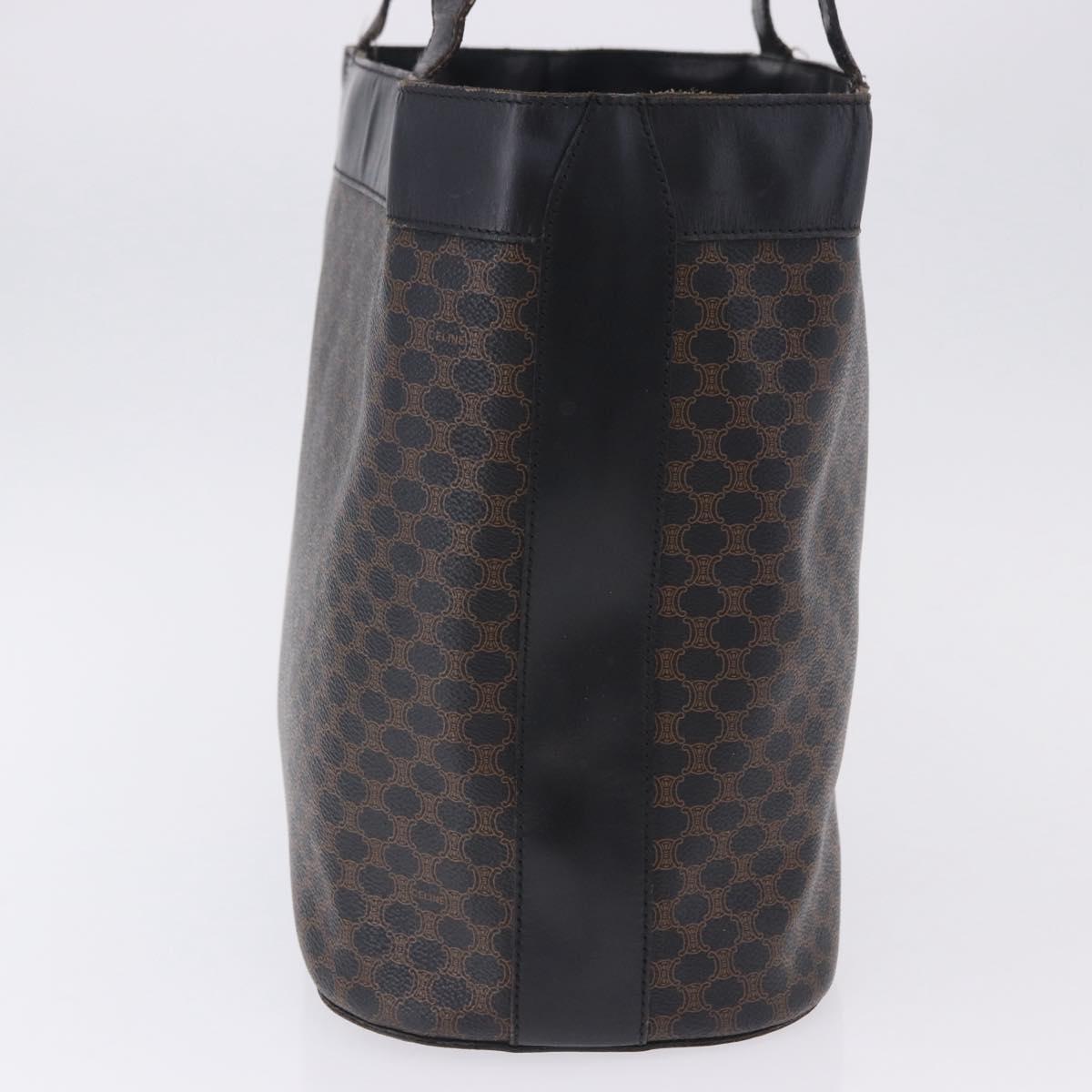 CELINE Macadam Canvas Tote Bag PVC Leather Black Gold Auth BA15122