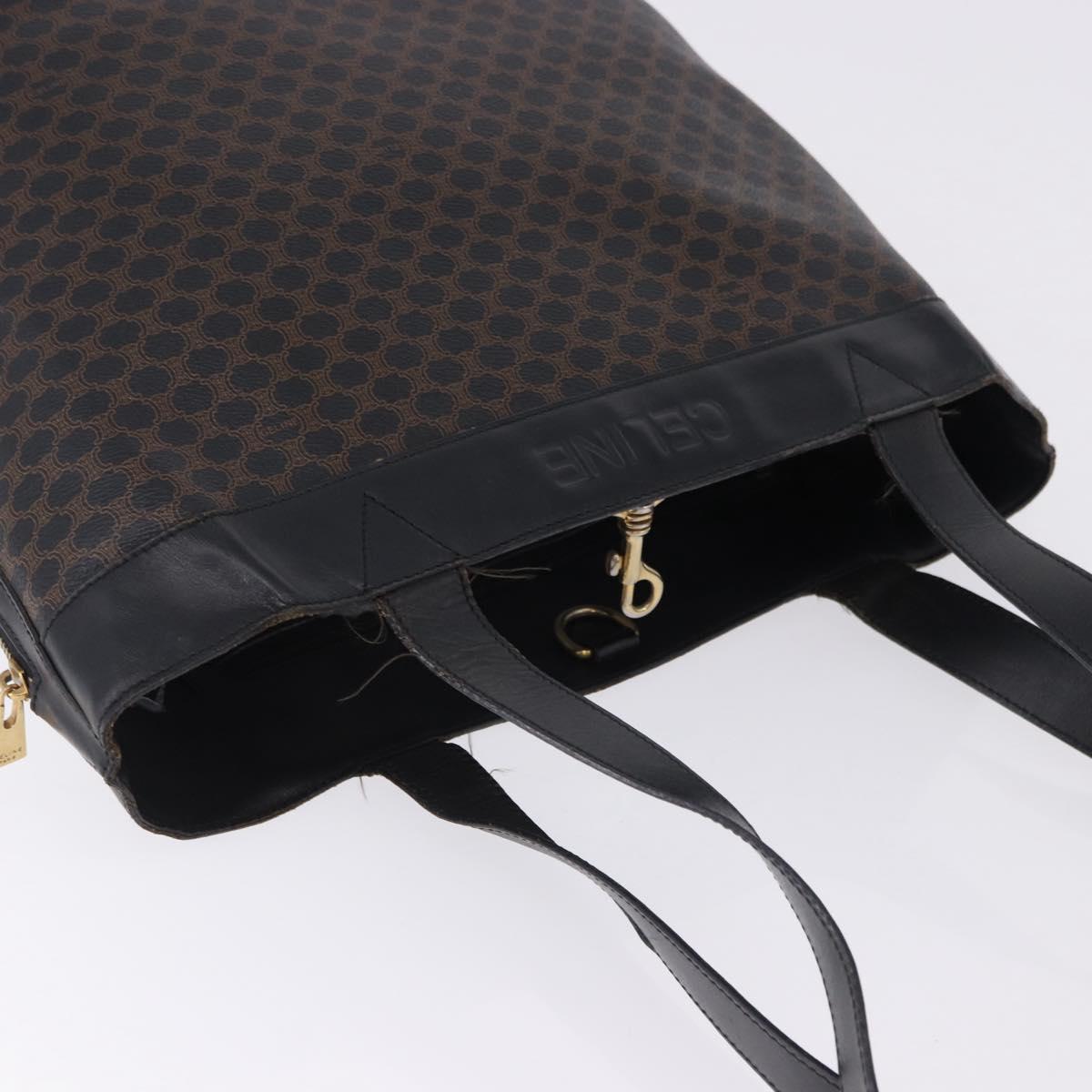CELINE Macadam Canvas Tote Bag PVC Leather Black Gold Auth BA15122
