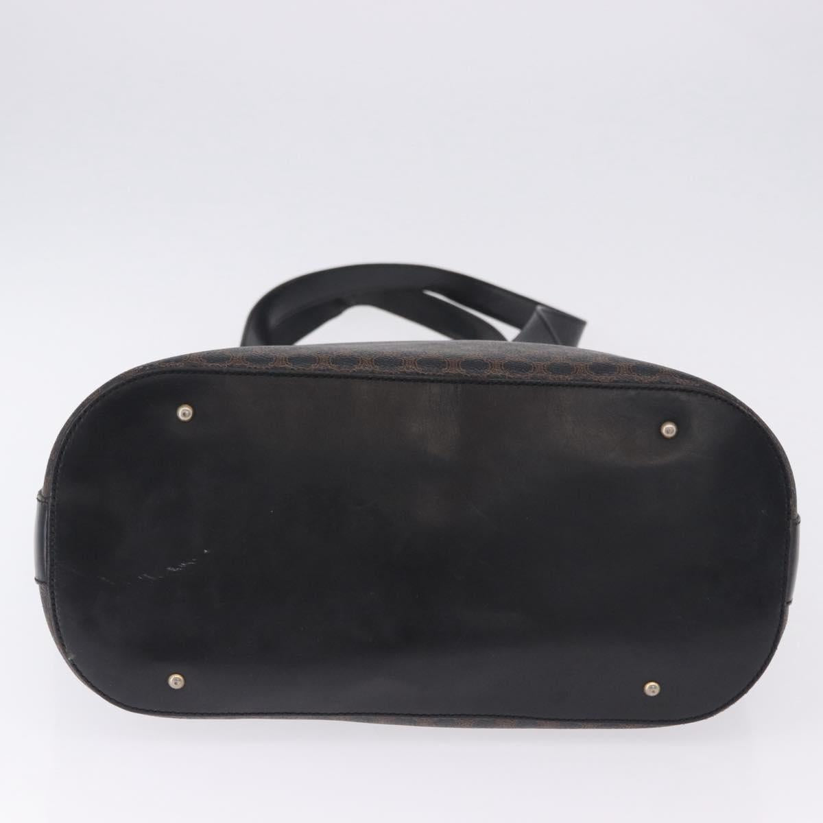 CELINE Macadam Canvas Tote Bag PVC Leather Black Gold Auth BA15122