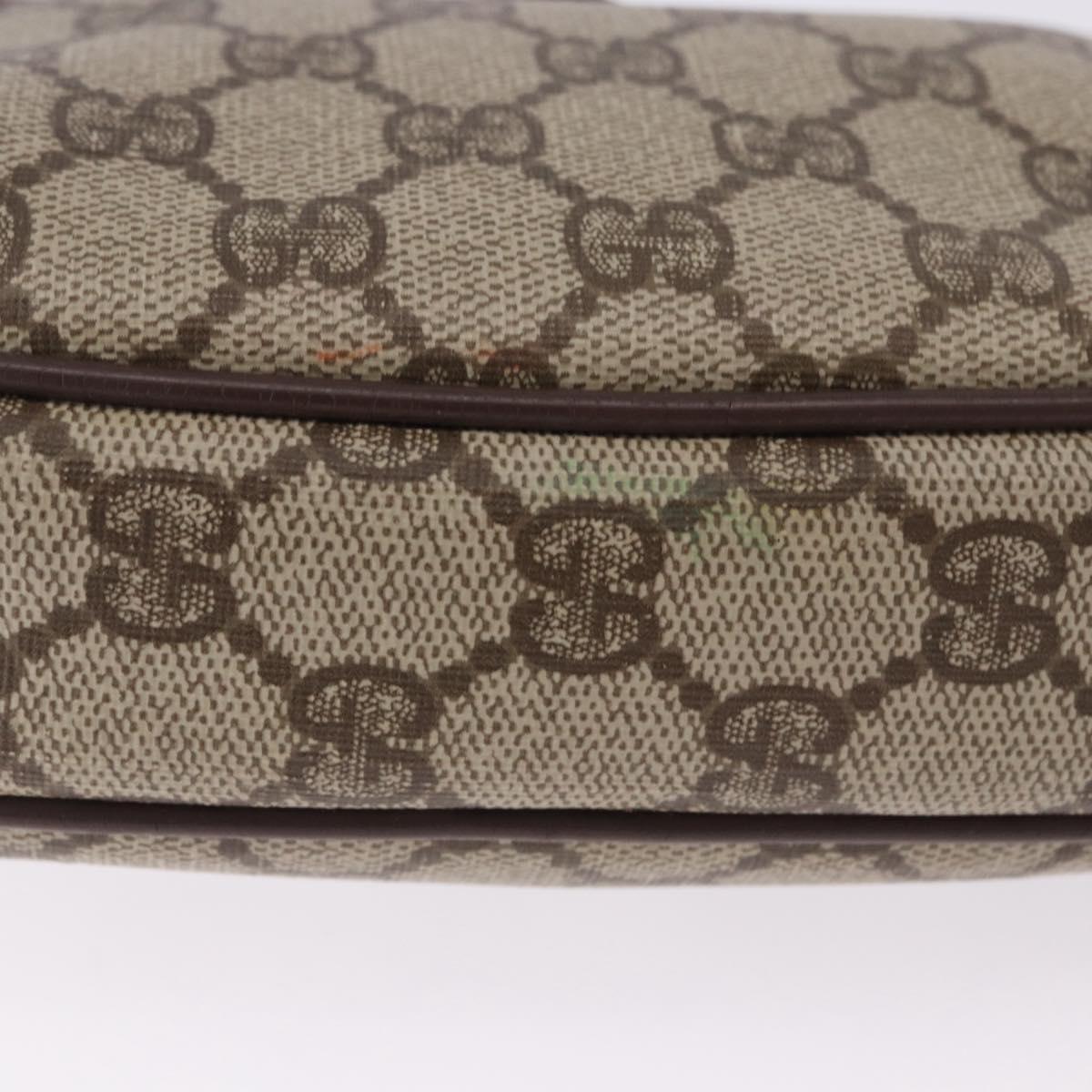 GUCCI GG Supreme Web Sherry Line Bag PVC Beige Gold 156 02 066 Auth BA15124