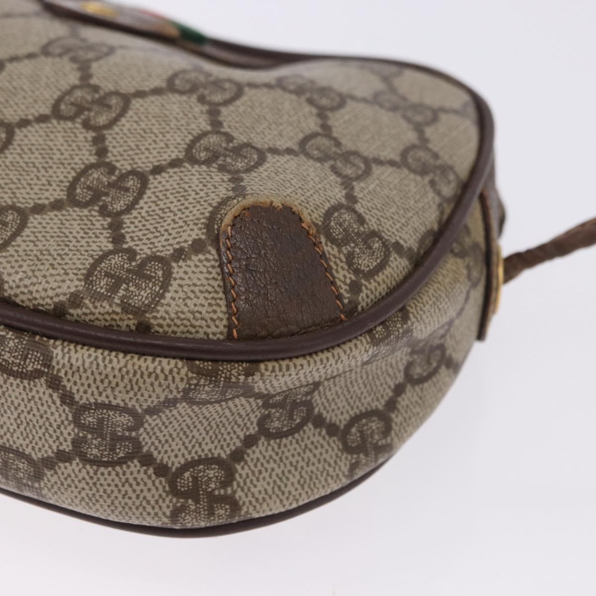 GUCCI GG Supreme Web Sherry Line Bag PVC Beige Gold 156 02 066 Auth BA15124