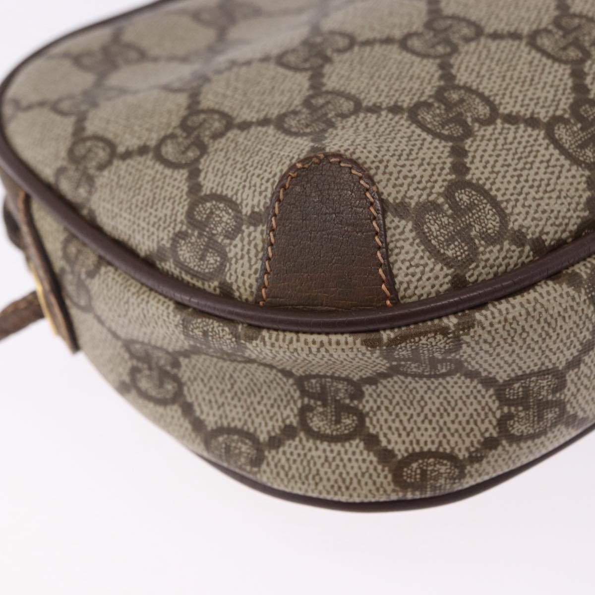 GUCCI GG Supreme Web Sherry Line Bag PVC Beige Gold 156 02 066 Auth BA15124