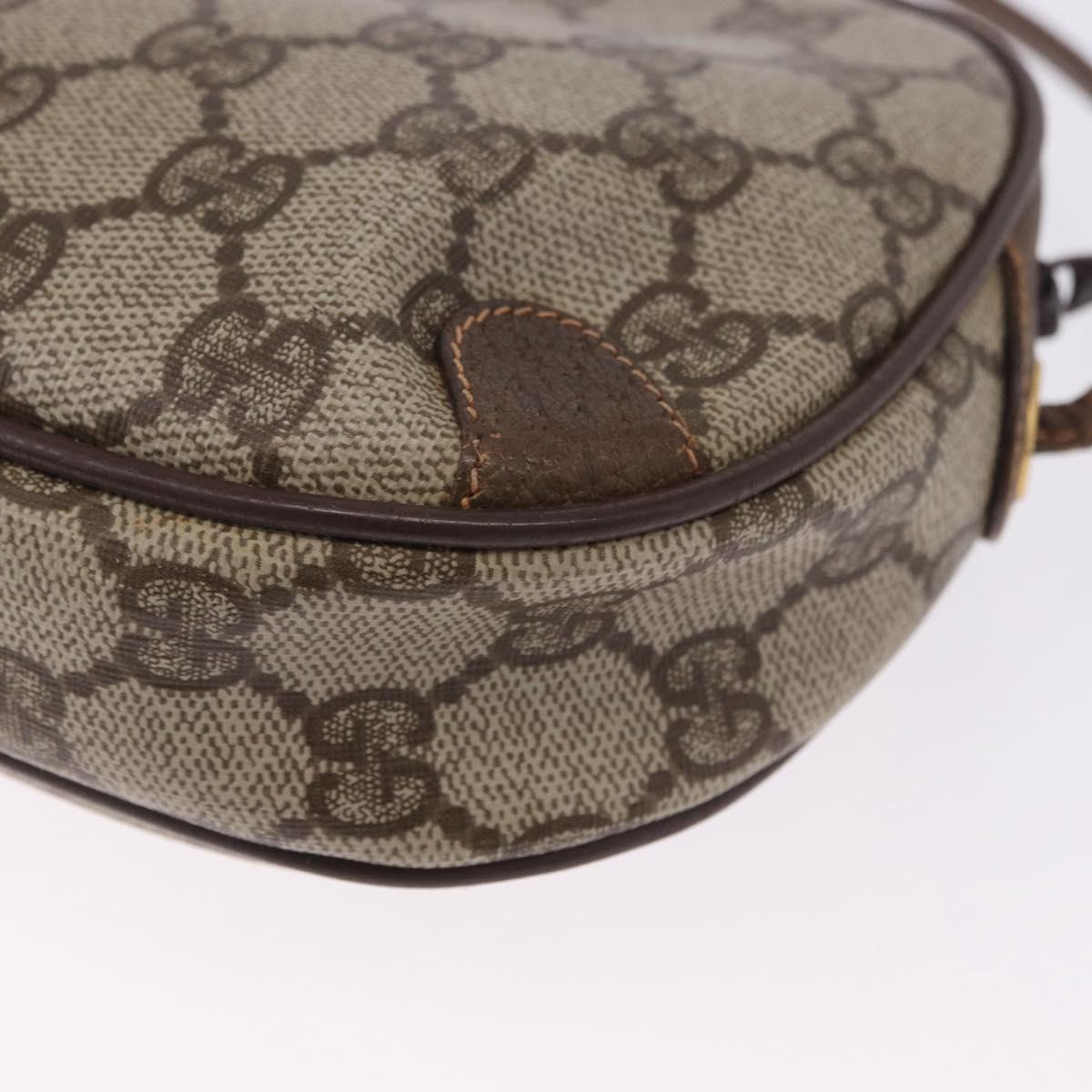 GUCCI GG Supreme Web Sherry Line Bag PVC Beige Gold 156 02 066 Auth BA15124