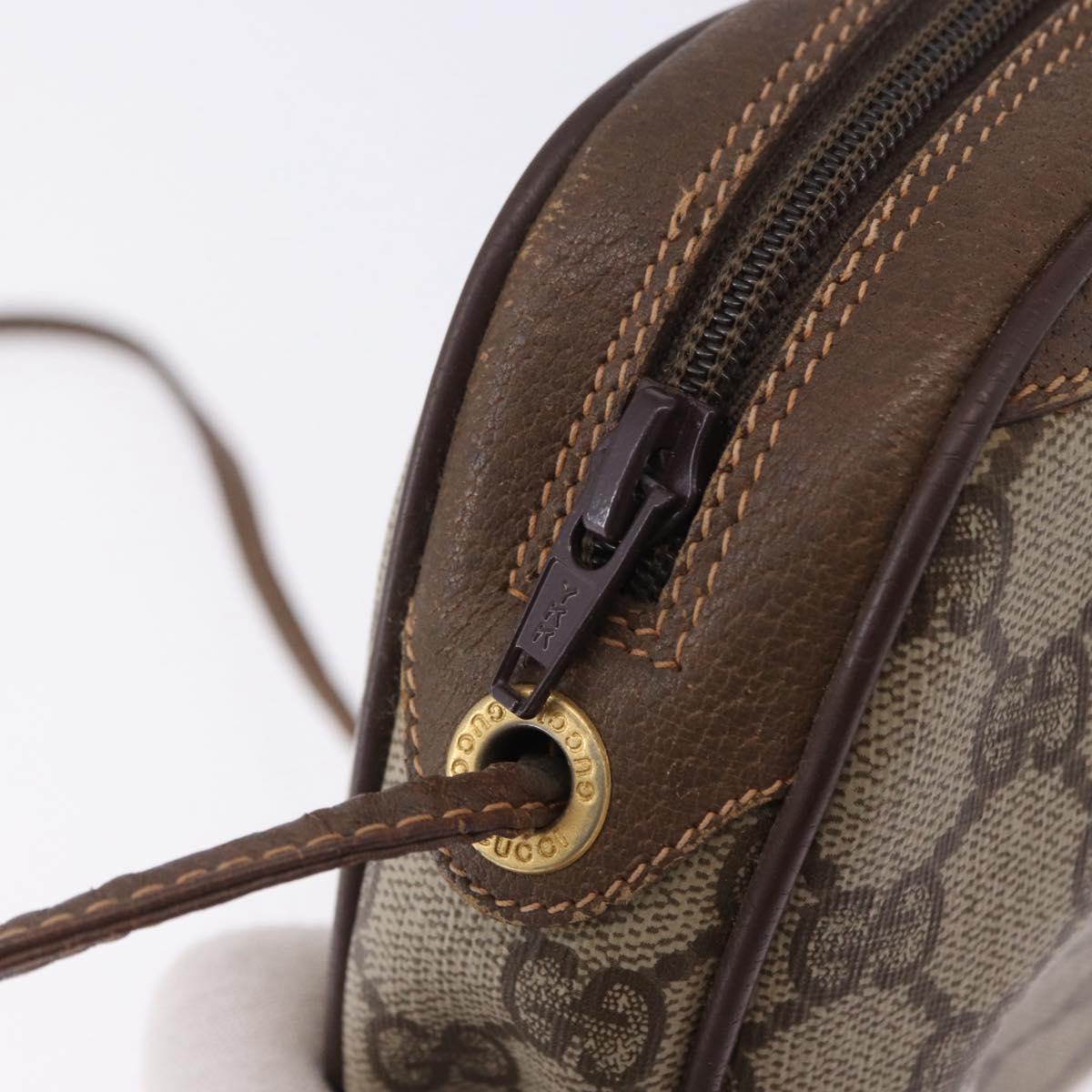 GUCCI GG Supreme Web Sherry Line Bag PVC Beige Gold 156 02 066 Auth BA15124