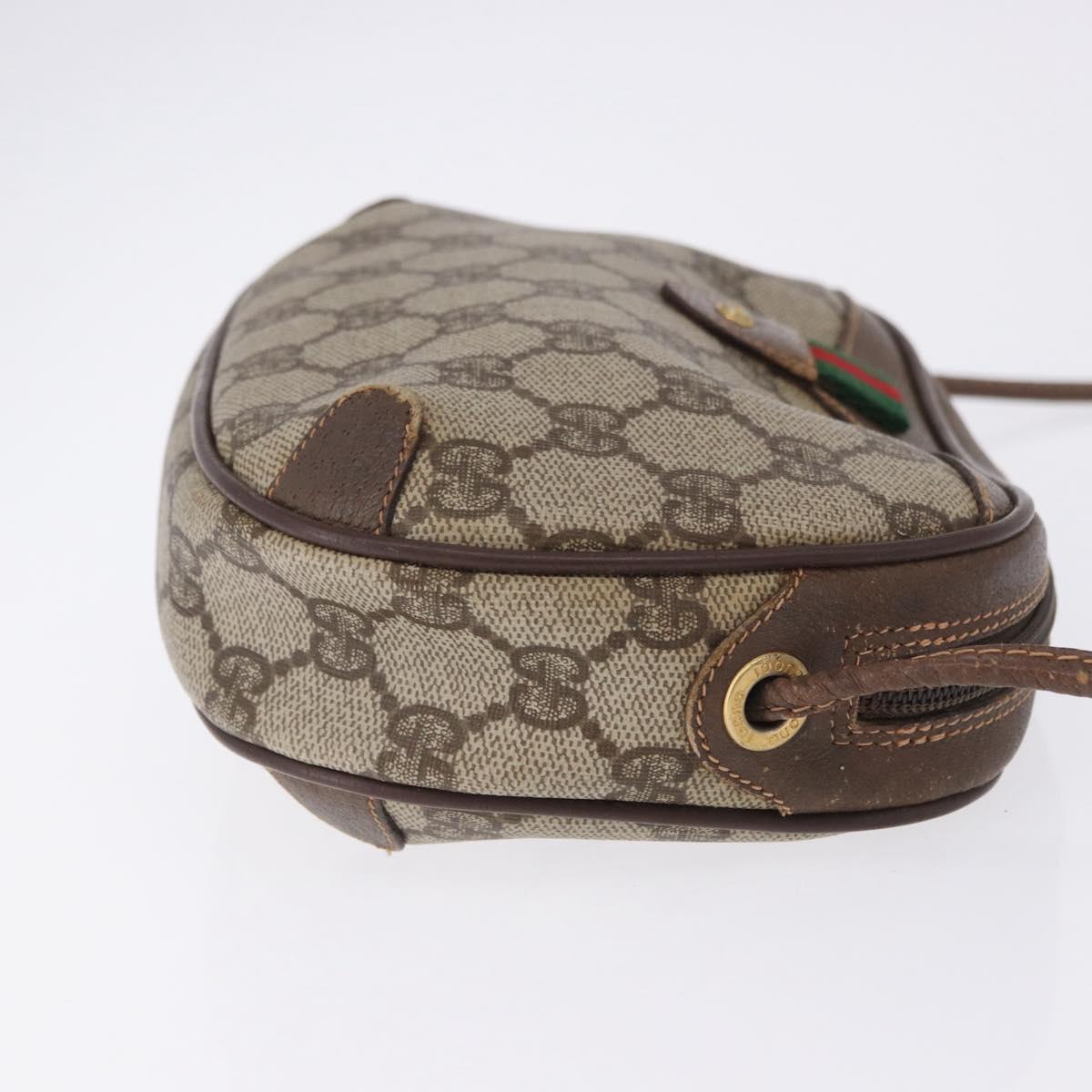 GUCCI GG Supreme Web Sherry Line Bag PVC Beige Gold 156 02 066 Auth BA15124