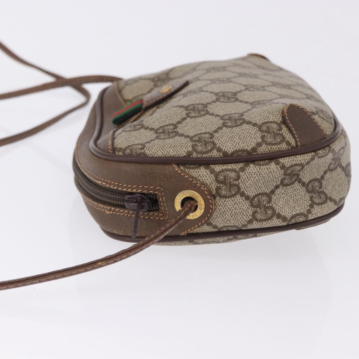 GUCCI GG Supreme Web Sherry Line Bag PVC Beige Gold 156 02 066 Auth BA15124