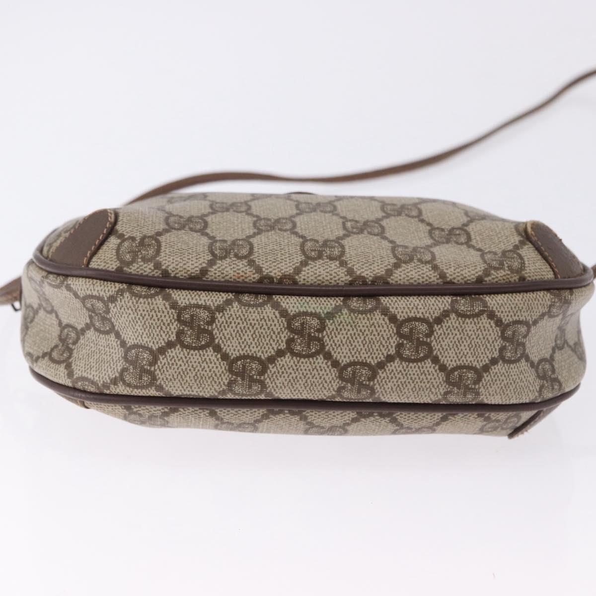 GUCCI GG Supreme Web Sherry Line Bag PVC Beige Gold 156 02 066 Auth BA15124