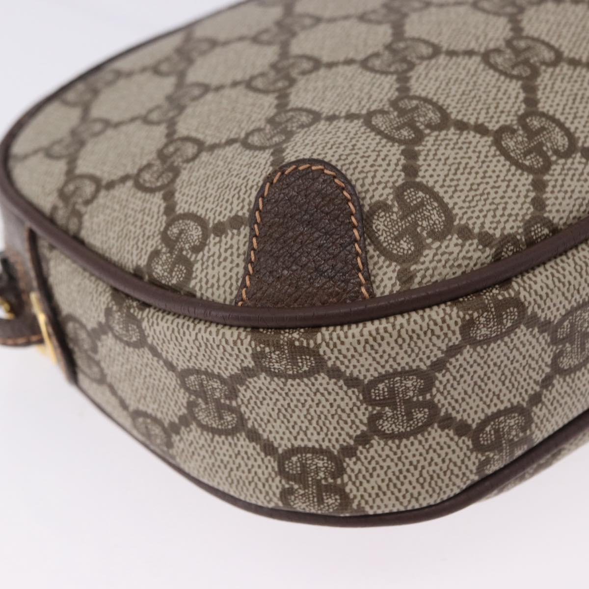 GUCCI GG Supreme Web Sherry Line Bag PVC Beige Gold 156 02 066 Auth BA15125