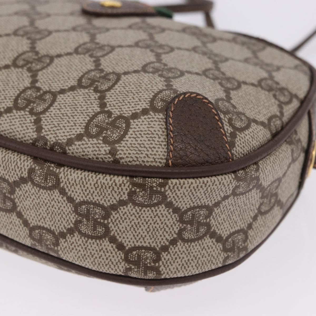 GUCCI GG Supreme Web Sherry Line Bag PVC Beige Gold 156 02 066 Auth BA15125