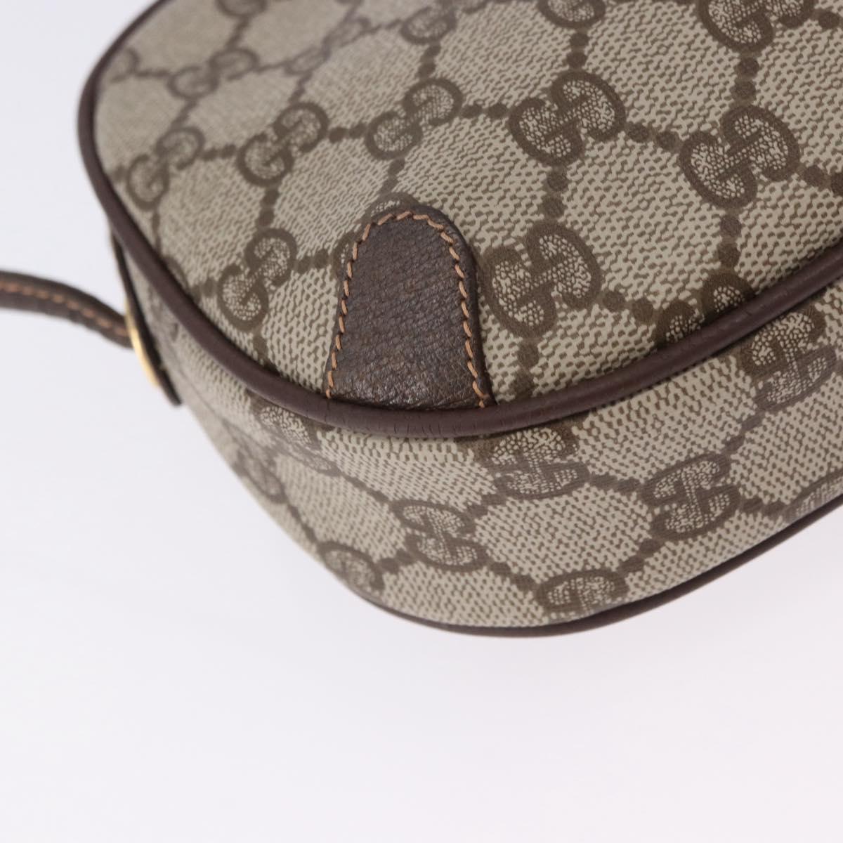 GUCCI GG Supreme Web Sherry Line Bag PVC Beige Gold 156 02 066 Auth BA15125