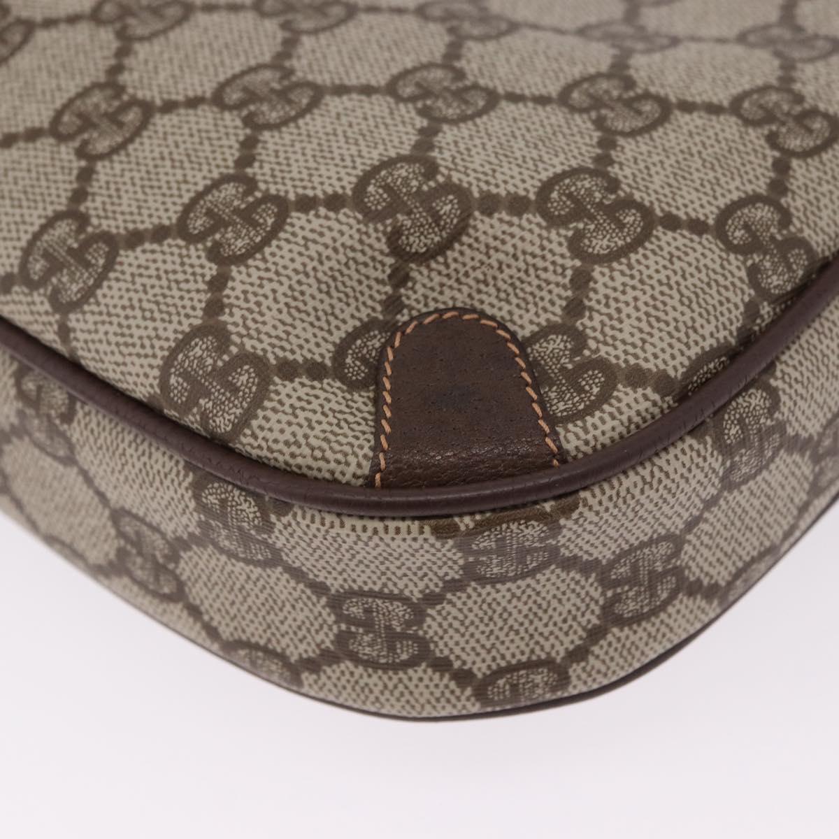 GUCCI GG Supreme Web Sherry Line Bag PVC Beige Gold 156 02 066 Auth BA15125