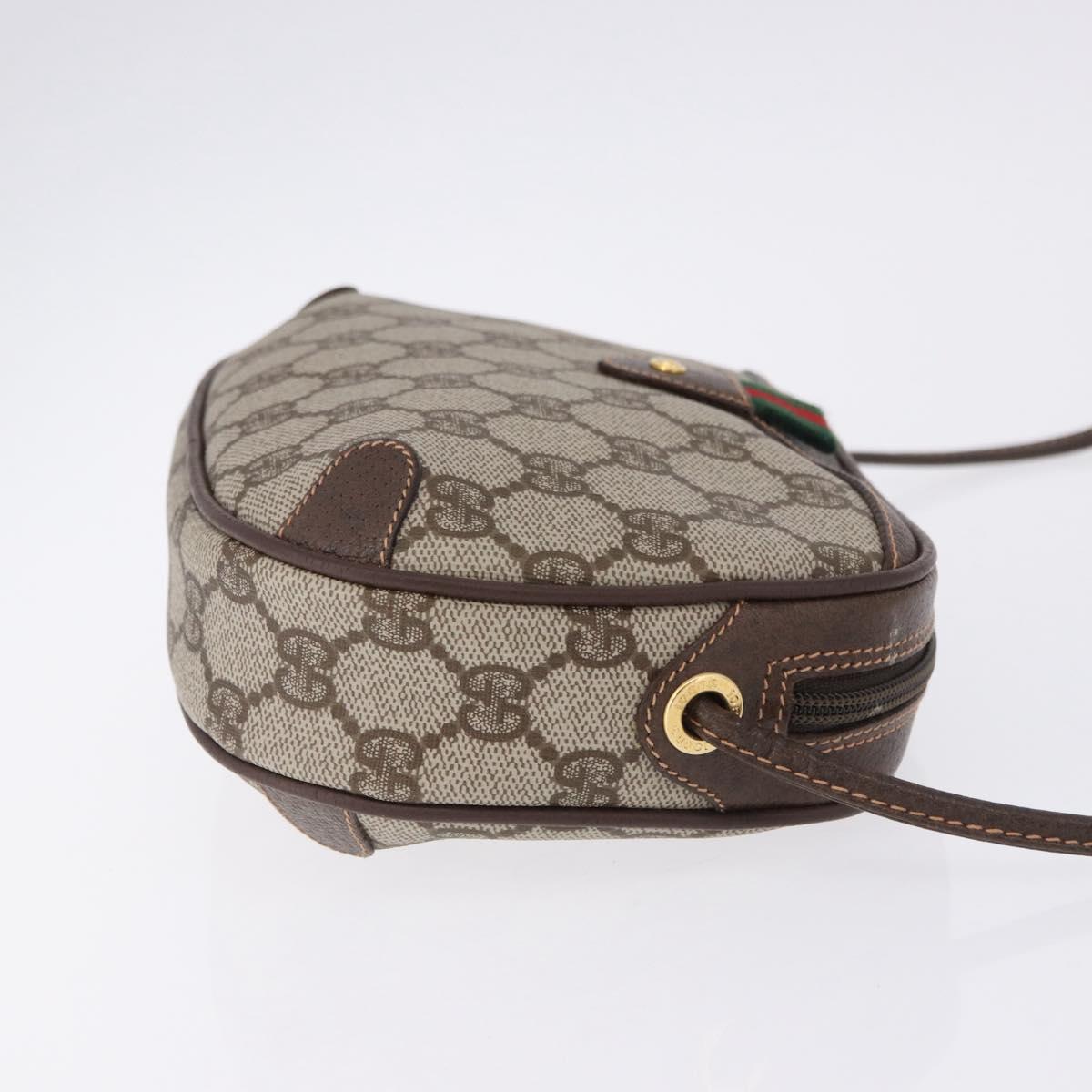 GUCCI GG Supreme Web Sherry Line Bag PVC Beige Gold 156 02 066 Auth BA15125