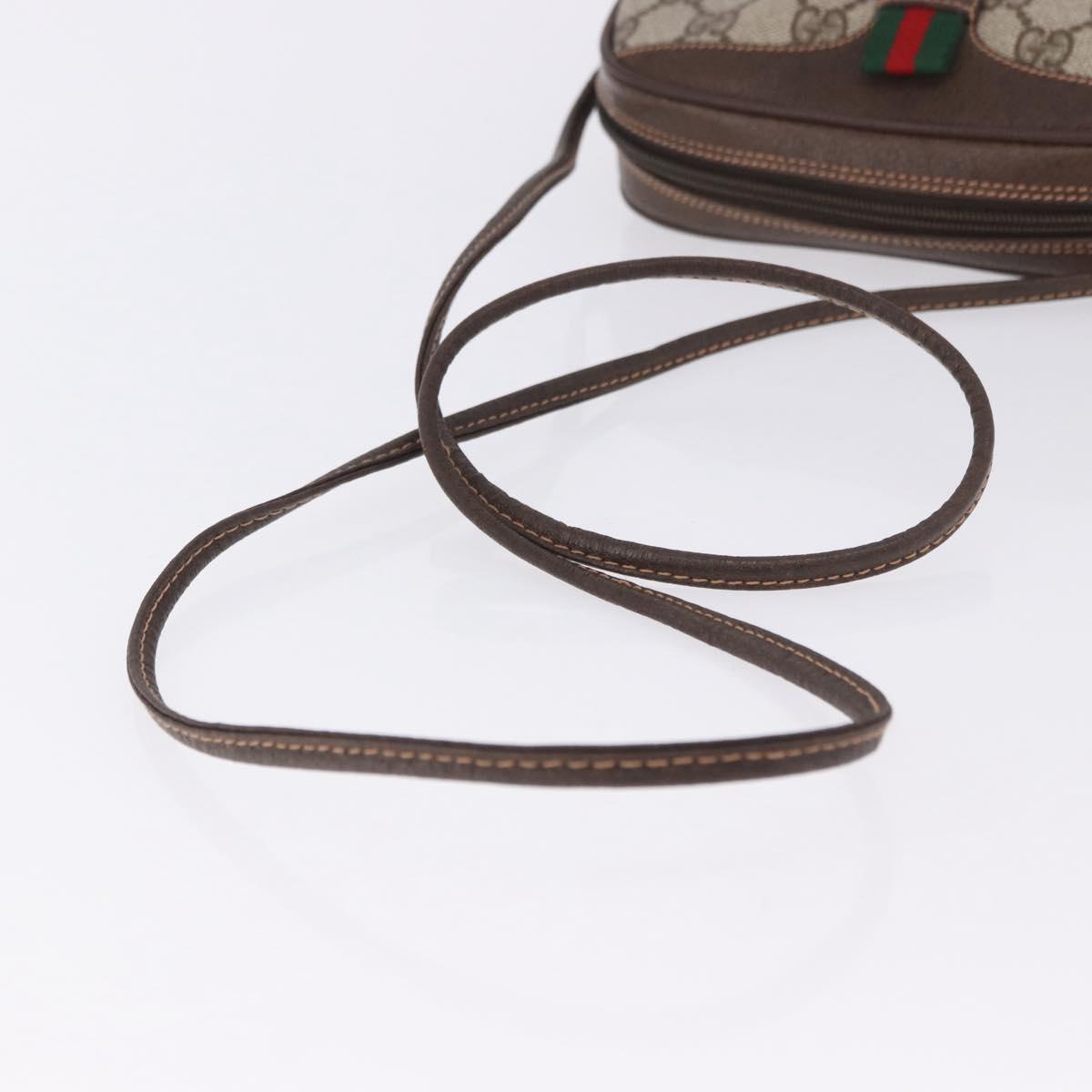 GUCCI GG Supreme Web Sherry Line Bag PVC Beige Gold 156 02 066 Auth BA15125